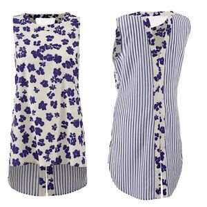 CAbi Bonita Floral Stripes Hi Lo Tunic Tank Top Size Small